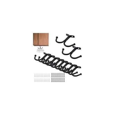 Porte Tasse Suspendue, 12 Pièces Tasse à Crochet Noir Crochets et Patères pour La Maison, Crochet Double Noir Support Tasse a Cafe Suspendu pour Maison Porte-Manteau Salle de Bain Cuisine