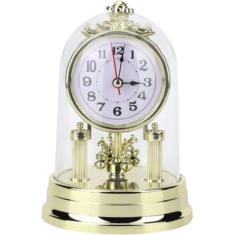 Horloge de cheminée, horloge de bureau sans tic-tac, horloge de salon de style rétro européen, horloge de table silencieuse alimentée par piles, horloge de table pour salon, chambre à coucher (1/5)