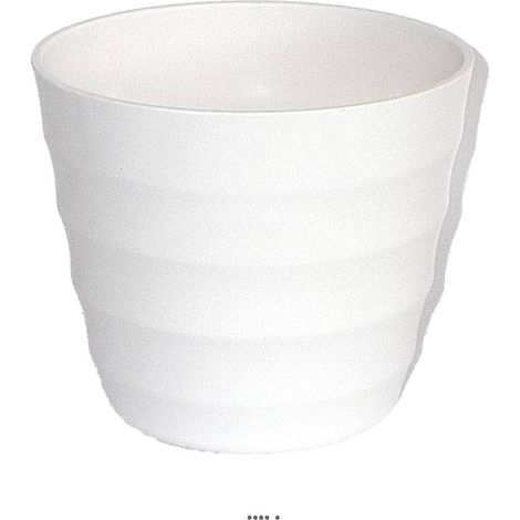 Pot en plastique blanc brillant cache pot H 17 cm D 20 cm - dimhaut: H 17 cm - couleur: Blanc neige