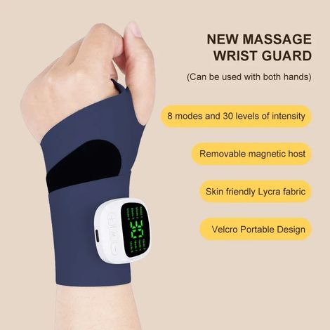(Bleu foncé) Appareil de massage des mains à 32 vitesses - Coussinet de massage vibrant (1/5)
