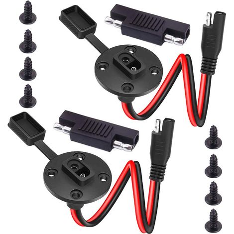 2 Câble Rallonge SAE, Connecteur Étanche, Fil Cuivre 12AWG, Adaptateur Polarité, Pour Panneau Solaire Moto (1/5)