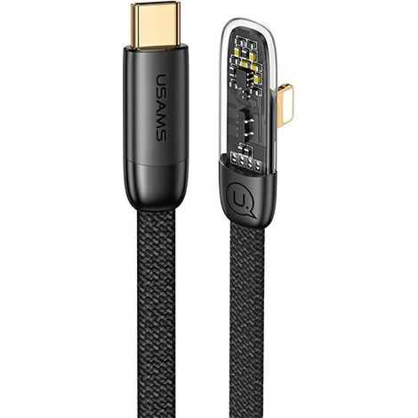 Câble USB-C coudé vers Lightning USAMS 1,2 m, charge rapide, noir (1/5)