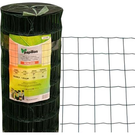 RETE Zincata finitura PVC PAPILLON elettrosaldata 76X63 H200 25MT PLASTICATA SGS