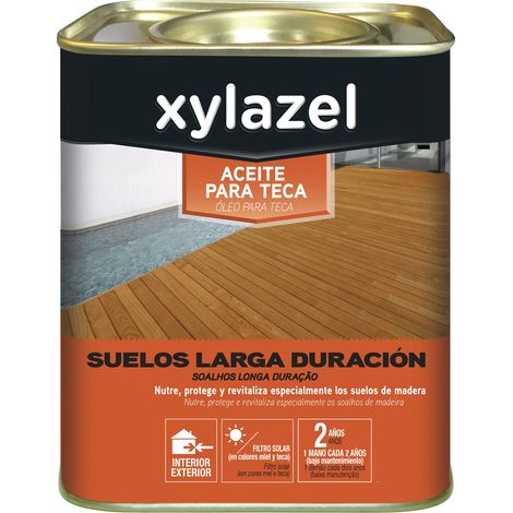 XYLAZEL aceite teca suelos 750ml teca , Xylazel Aceite Teca para Suelos de Madera Larga Duración es una mezcla de aceites naturales con resinas alquídicas uretanadas para proteger,