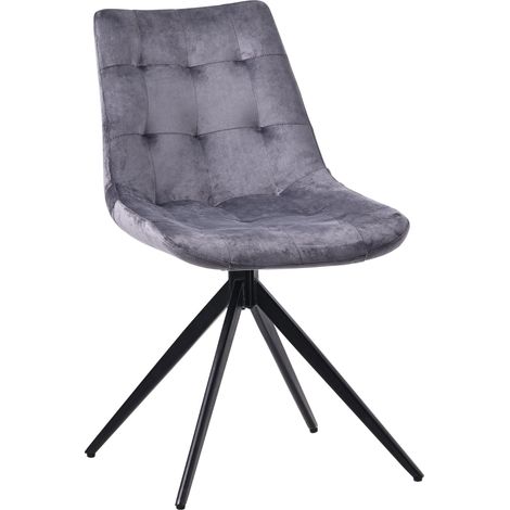 Silla de comedor Merna Gris oscuro Terciopelo