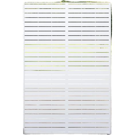 Mampara de privacidad, separador de exteriores independiente, elegante diseño metálico, rayas blancas. (1/2)