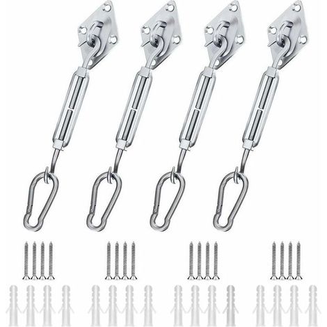 Kit de Fixation Voile d'ombrage, Kit de Fixation pour Voile de Jardin pour Voile D'ombrage en Acier Inoxydable 304 pour Triangle Carré Rectangle et Triangulaires (44 pièces)（M8）