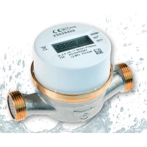 Compteur d'eau domestique électronique Qn 2,5 - 3/4" x 130 mm - Eau chaude Étalonnage 2026 (1/3)