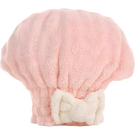 Asciugamano per capelli in microfibra - Cappuccio morbido per asciugatura rapida - Altamente assorbente - 29 x 20 cm - Rosa (1/5)