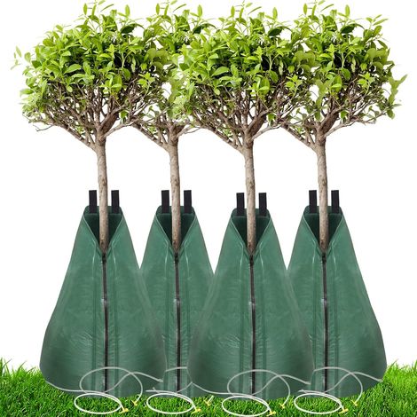 ZOLGINAH Bolsa de riego para árboles, bolsas de riego de liberación lenta para árboles, sistema de riego de flujo ajustable de ahorro de agua de PVC duradero con cremallera - Paquete de 4 (1/5)