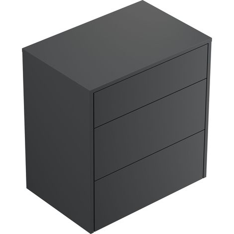 Design Nachttisch Lux L 60cm hängend, 3 Pushauszüge Grafit (1/5)