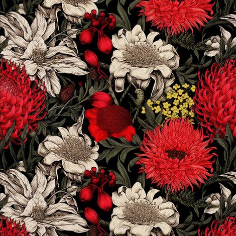 Tissu d'ameublement extérieur Oxford - Motif floral I DX5124 (1/5)