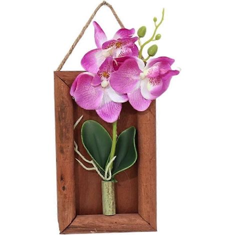 Cadre mural en bois avec orchidée artificielle et papillon décoratifviolet (1/5)