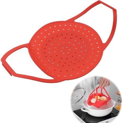 Esterilla vaporera de silicona plegable para cocinar al vapor: apta para todo tipo de ollas y ollas a presión, resistente al calor, ahorra espacio y es reutilizable - Crezuo