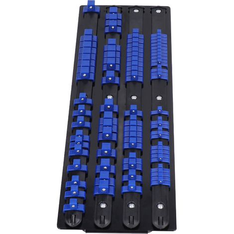 Porte-embouts multifonction 80 pièces, support de rangement pour douilles avec billes à ressort, organisateur d'atelier, établi, rangement mural, accessoire garage, robuste et pratique. (1/5)