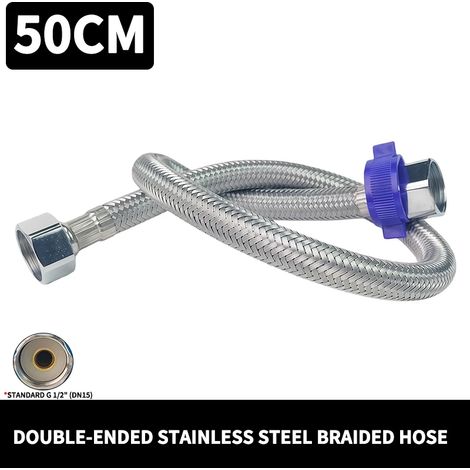 Tuyau tressé en acier inoxydable 304 (50 cm), étanche et anti-éclatement, pour robinet, toilettes et chauffe-eau.