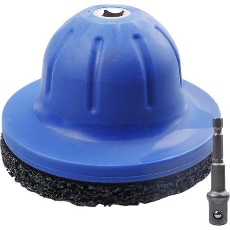 Brosse de moyeu de roue 150 mm : diamètre intérieur 90 mm, ponceuse à pot en plastique pour le nettoyage avec clé à vis 1/2" pour le changement de pneus et le nettoyage des jantes (bleu) (1/5)