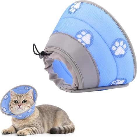 Collerette pour chat, collier pour chat, pliable, doux, collier de protection, bleu (M) (1/3)
