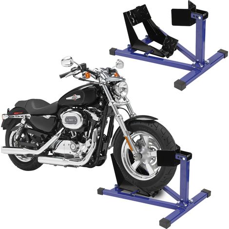 Jiubiaz Soporte de rueda delantera para moto de acero, caballete estable 17–21 pulgadas, 60–160 mm, azul y negro (1/5)