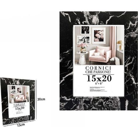 TrAdE Shop Traesio - Cornice Porta Foto Quadri Tele Poster 15 X 20cm Modello Effetto Marmo Nero 71669 -