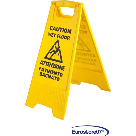 Apex pannello 'attenzione pavimento bagnato' : in plastica. Cm 21/29,5xh.61. (1/4)
