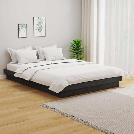 vidaXL Cadre de lit sans matelas gris bois massif 140x190 cm (1/5)