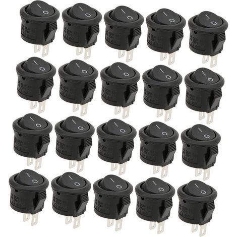 Lot de 20 Interrupteurs à Bascule en Matière Plastique, 2 Broches, 2 Positions, Diamètre 16 Mm, 3A250VAC 6A125VAC, Interrupteur pour Petits Appareils, élément de Commande (1/4)