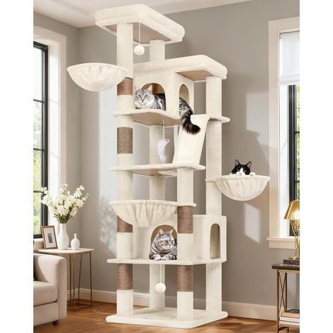 Arbre à Chat Beige XXL 204 cm pour 3-5 Grand Chats Intérieur (1/5)
