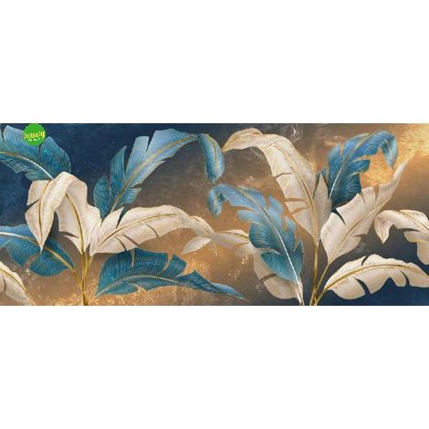 Canvas World Lupia Leaves Blue 52x122cm