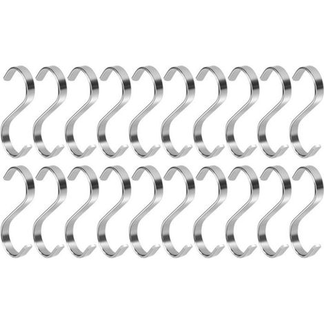 Crochets en S inox - Charge maximale 10 kg Sans vis ni clous - Rangement cuisine - Lot de 20 (1/5)