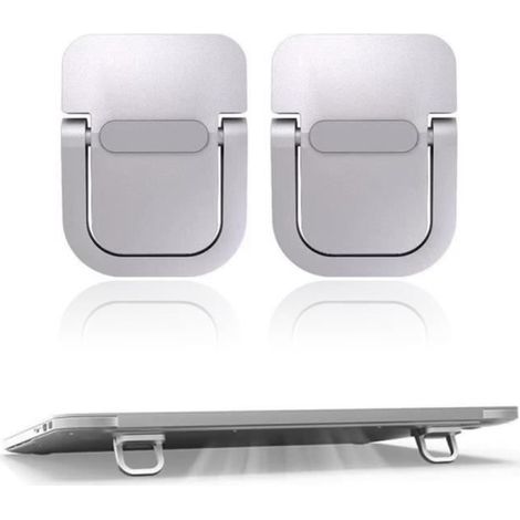 2 Pièces Mini Support de Laptop, Élévation de Clavier Portable pour Bureau, Support de Laptop Pliable Invisible, Élévation(Argent) (1/4)