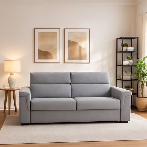 Divano Fisso 2 Posti Lapio, Sfoderabile, Idrorepellente Made in Italy, Lavabile, 185x95x100h cm Grigio (1/4)