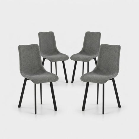 Set 4 sedie imbottite design moderno in tessuto easy-clean Grace - Grigio Scuro