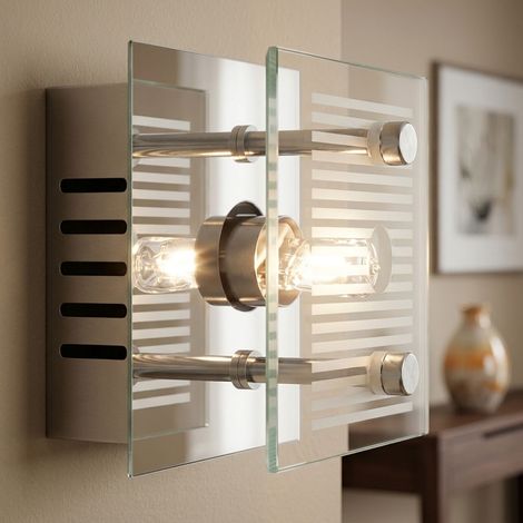Wandleuchte Wandlampe Schlafzimmer Kippschalter Silber Glas Chrom H 7 cm (1/5)