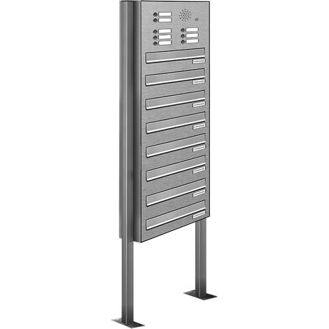8er V2A Edelstahl Briefkastenanlage Standsystem Freistehend Durchwurf - Klingel (1/5)