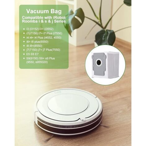 10 Sacs d&39aspirateur pour iRobot Roomba i7 i7+ i3 i3+ i4 i4+ i6 i6+ j7 j7+ i8 i8+S9 S9+ E5 E6 E7 Clean Base, Sac à Poussière d (1/4)