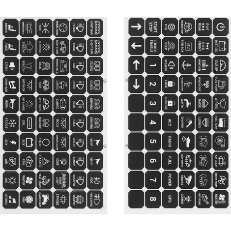 Lot de 120 petits autocollants pour interrupteur - Multifonction - Pour voitures, bateaux, remorques - Compatible avec les panneaux de commutation Auxbeam BA80 GA80 BB80 (1/5)