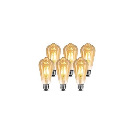 Ampoule LED E27-Blanc Chaud 2500K 470LM Ampoules -4.8W Équivalent 40W LED E27 ST64 Décorative Dimmable-Lot de 6 [Classe énergétique F]