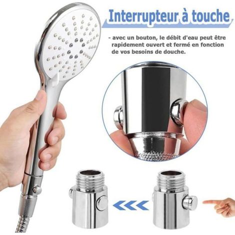 - 3 Pièces Vanne d'Arrêt d'Eau de Salle de Bains, Stop Douche Robinets d'Arrêt Pommeau de Douche G1/2 en ABS Une Touche Régla (1/4)