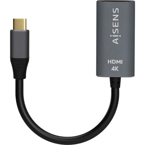 AISENS Aluminium USB-C auf HDMI 4K@60Hz Konverter, USB-C/M-HDMI/H, Grau, 15cm