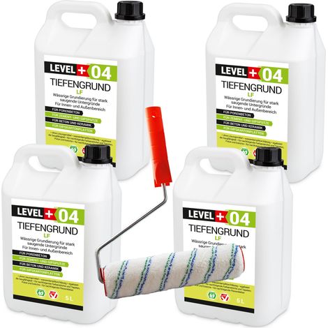 LEVEL+ Grundierung Acryl Tiefgrund 20L + Farbroller 25cm L+04 (1/5)