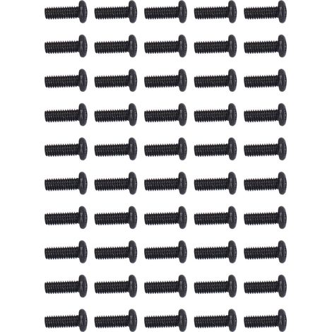 50 vis à métaux tête cylindrique M3x8 en acier zingué noir, filetage entier, conforme DIN 7985, pour fixation robuste (1/5)