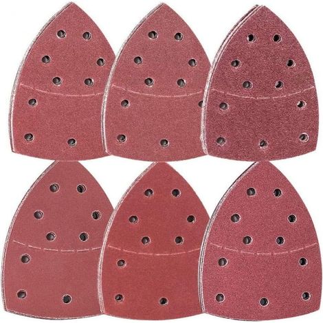 Papier de Verre - 60 Pièces 105x152 mm - Grain 40 60 80 120 180 240 - Crochets et Boucles - Pour Ponceuse Delta Vibrante - Lot Complet