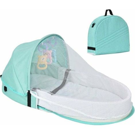 Lit de voyage pour bébé avec moustiquaire intégrée, lit bébé pliable avec moustiquaire, berceau, lit de voyage bionique, coton respirant, nid douillet, anti-moustiques, lit bébé portable pour les 0-10 (1/5)