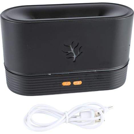 Colorful Flame Air Aroma Diffuser Humidifier Mini Noiseless Essential Oil Diffuser for Home Office Black (1/5)