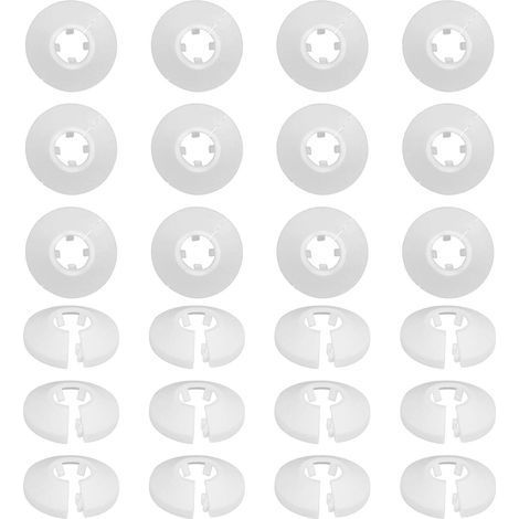 24 Colliers de tuyau, Rosace ronde blanche, Diamètre 16 mm, Cache-trou mural, Pour radiateur plomberie (1/5)