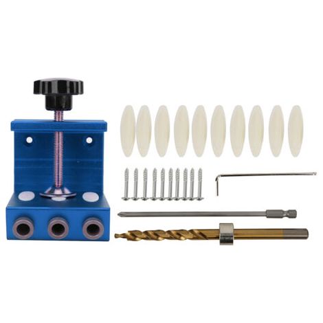 Guía para taladrar agujeros ocultos, herramienta de perforación de aleación de aluminio para carpintería y hogar, rojo/azul. (1/5)