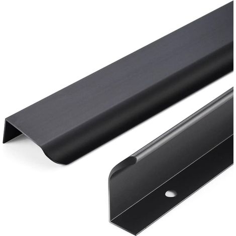 2 Stück 128 mm verdeckte Küchenschrankgriffe, Türgriffe, Griffprofil aus Aluminiumlegierung, integrierter Küchenschrankgriff, Schwarz (1/4)