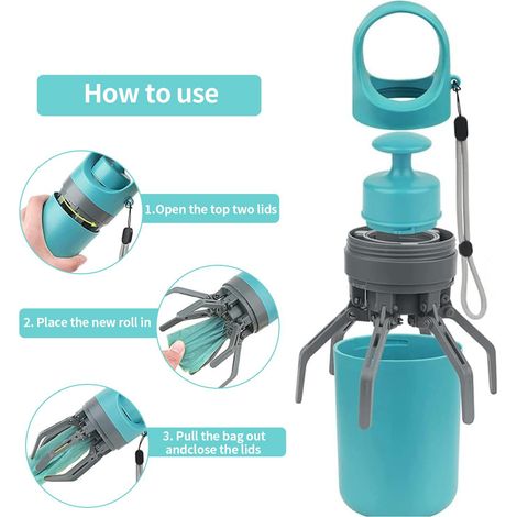 Pince à excréments portable six griffes démontable – Ramasse-crotte pratique pour sorties et voyages avec chien