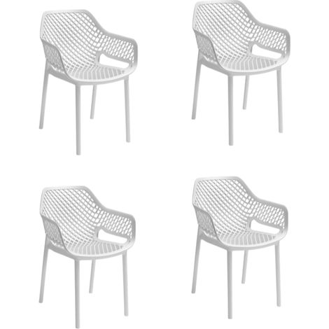Gloupie Set 4 Poltrone Aria in Polipropilene Bianco, Impilabile,58x60x82 cm, 3,8 kg, Schienale Ergonomico,Made in Italy (1/5)